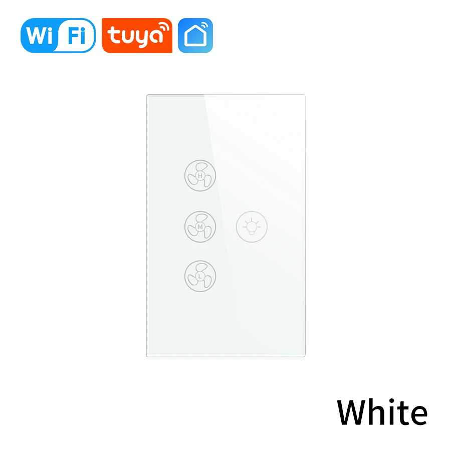 Tuya WiFi Ceiling Fan Light Smart Switch Touch Interruptor Smart Life App Remote Speed Control Works With Alexa Google Home