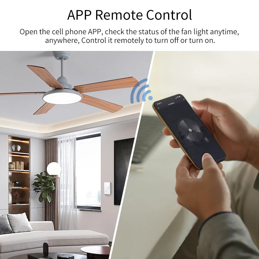 Tuya WiFi Ceiling Fan Light Smart Switch Touch Interruptor Smart Life App Remote Speed Control Works With Alexa Google Home