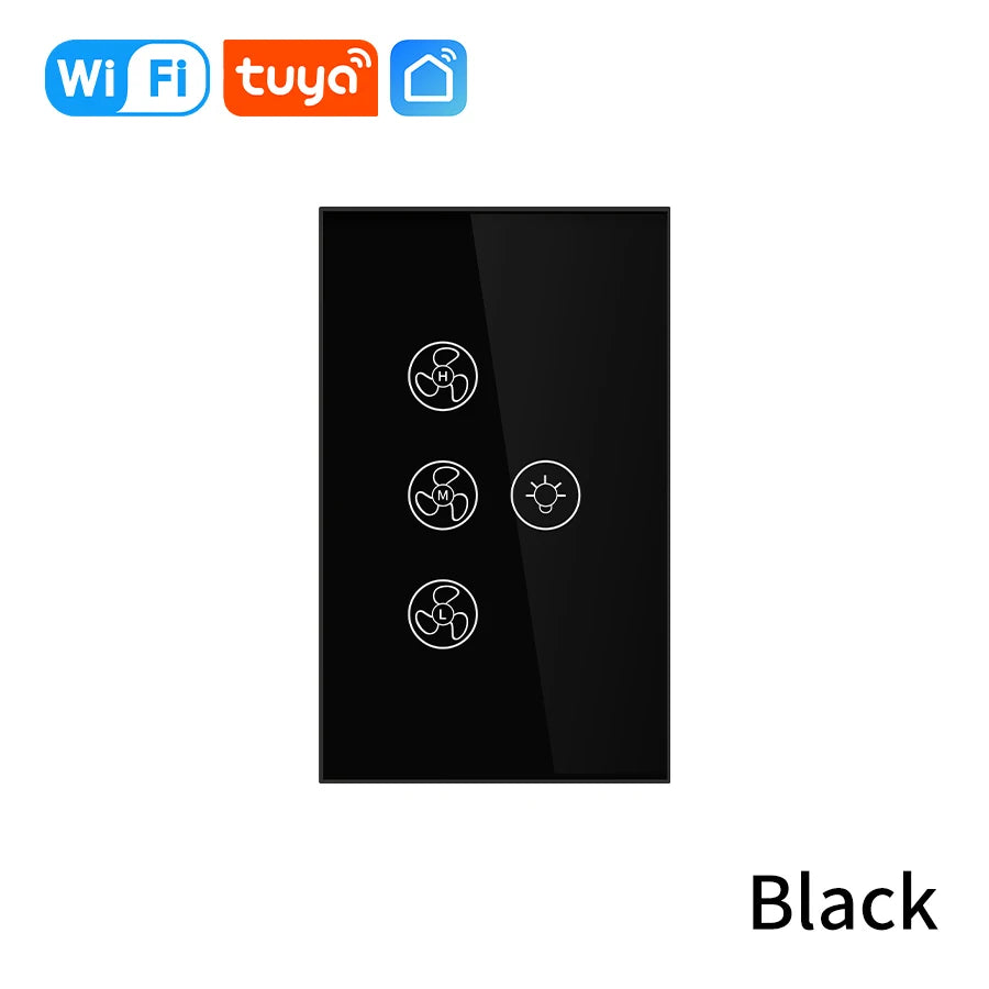 Tuya WiFi Ceiling Fan Light Smart Switch Touch Interruptor Smart Life App Remote Speed Control Works With Alexa Google Home