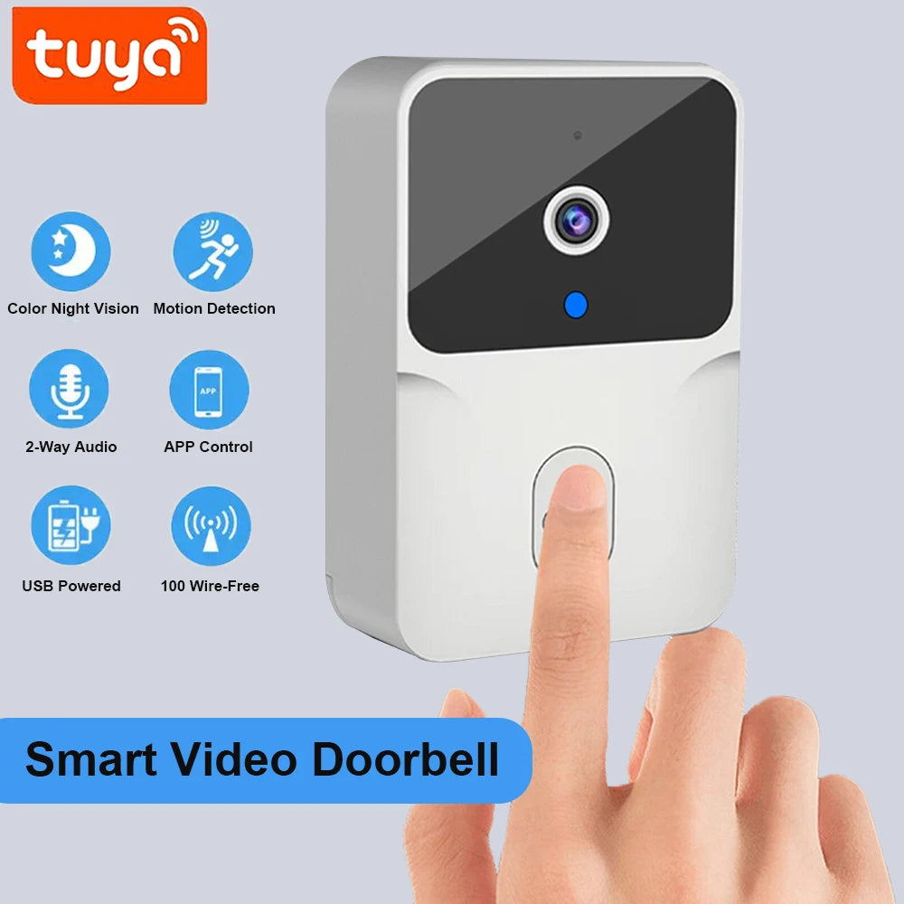 Tuya WiFi Video Doorbell Wireless HD Camera PIR Motion Detection IR Alarm Security Smart Home Door Bell WiFi Intercom for Home