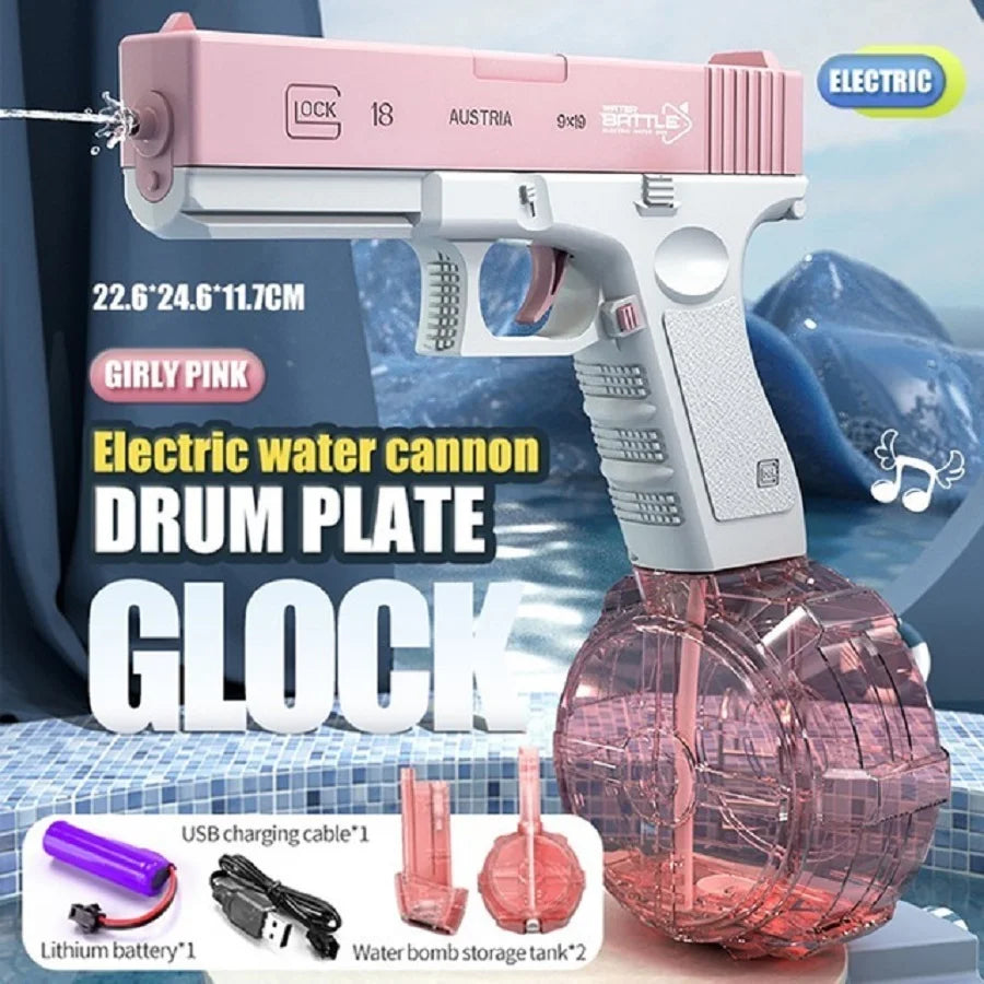 Water Gun Electric Glock Pistol Shooting Toy Full Automatic Summer Beach Outdoor Fun Toy For Children Boys Girls Adults Gift