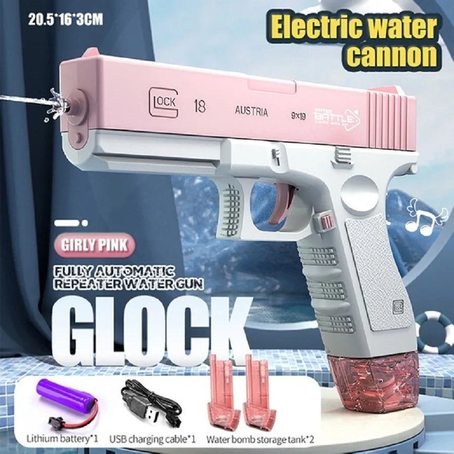 Water Gun Electric Glock Pistol Shooting Toy Full Automatic Summer Beach Outdoor Fun Toy For Children Boys Girls Adults Gift