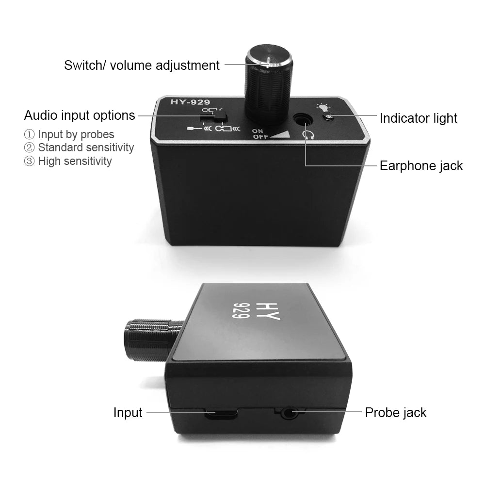 Water Pipe Leak Detector Sensor Tube Leakage Monitor Tester Kit with Dual Probes Earphone Water Pipeline Locator Security Kit