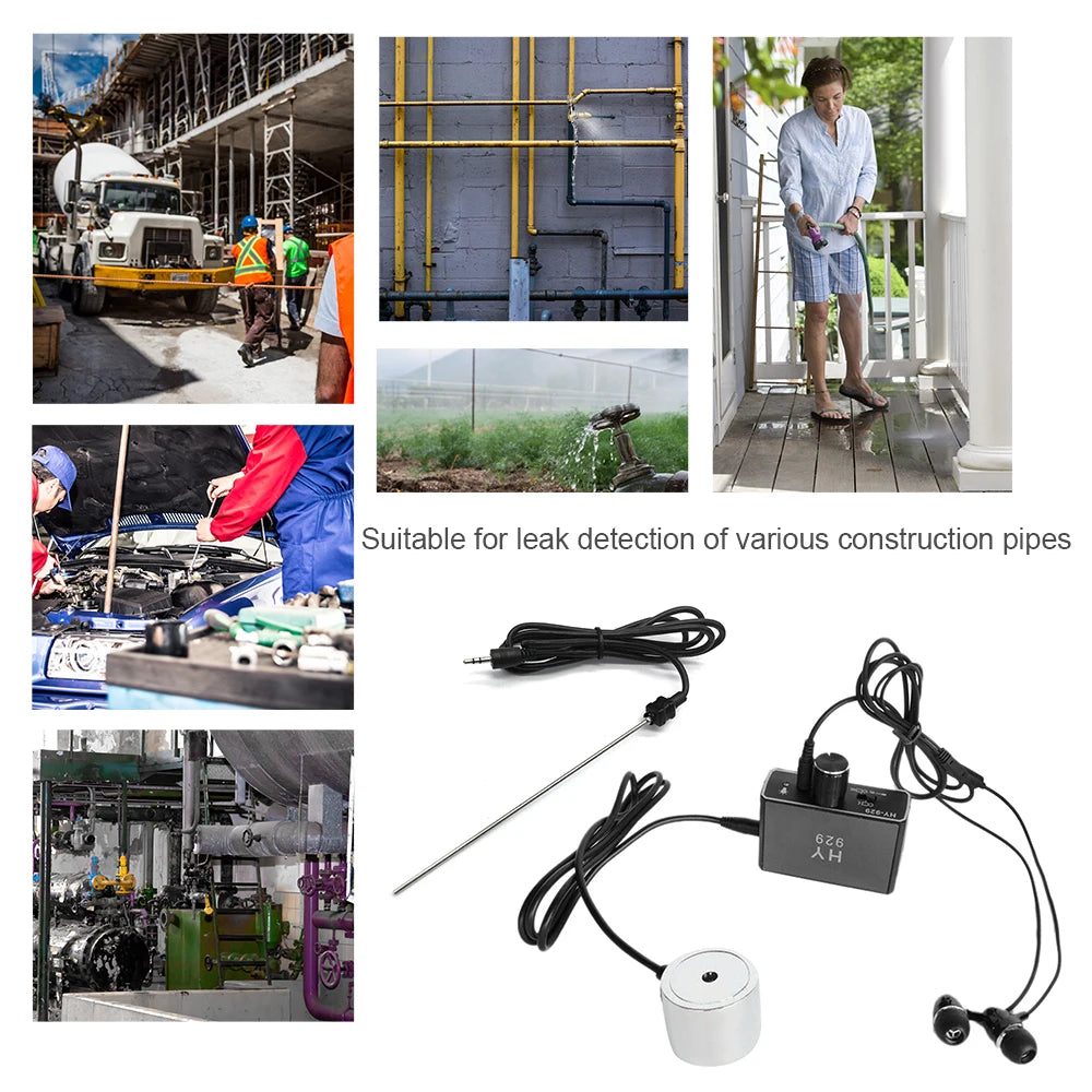 Water Pipe Leak Detector Sensor Tube Leakage Monitor Tester Kit with Dual Probes Earphone Water Pipeline Locator Security Kit
