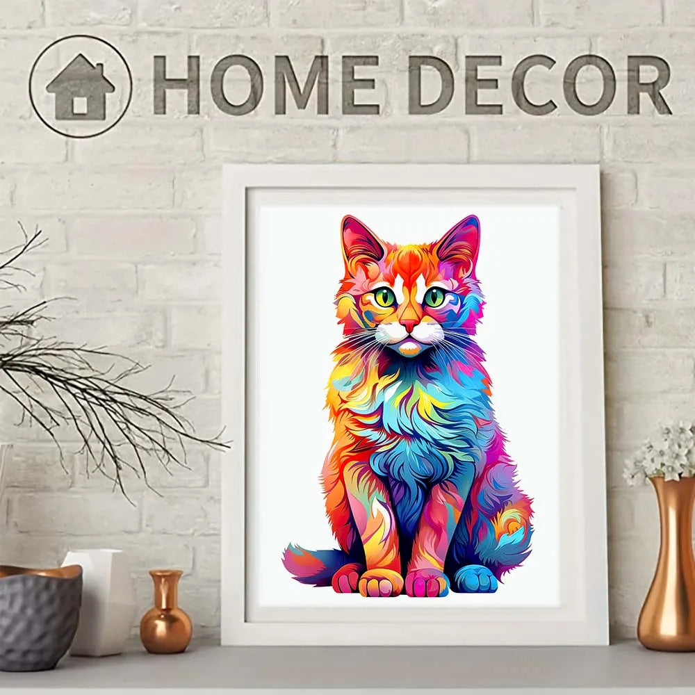 Wooden puzzle Color Cat gift box Beautiful gift Irregular shape puzzle Christmas gift Adult stress reduction family interaction