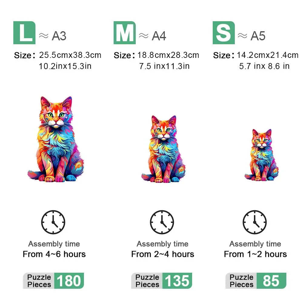 Wooden puzzle Color Cat gift box Beautiful gift Irregular shape puzzle Christmas gift Adult stress reduction family interaction