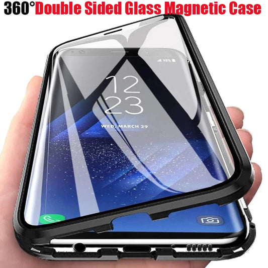 360 ° Full Protected Metal Magnetic Phone Case For Samsung Galaxy S24 Ultra Plus S23FE Double-Sided Glass Bumper Cover