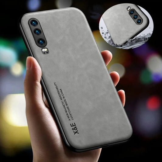 Capa for Huawei P30 Pro Sheepskin Leather Phone Case for Huawei P30 Lite Luxury Shockproof Matte Silicone Back Bumper Cover