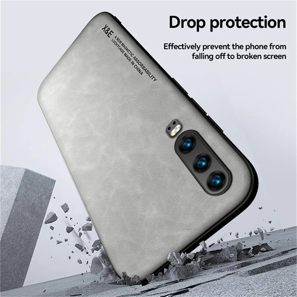 Capa for Huawei P30 Pro Sheepskin Leather Phone Case for Huawei P30 Lite Luxury Shockproof Matte Silicone Back Bumper Cover