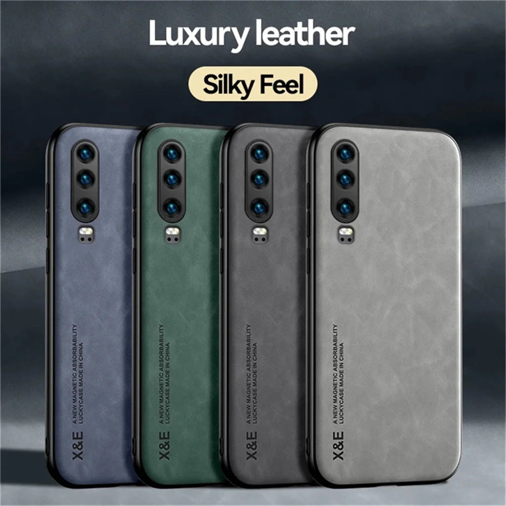 Capa for Huawei P30 Pro Sheepskin Leather Phone Case for Huawei P30 Lite Luxury Shockproof Matte Silicone Back Bumper Cover