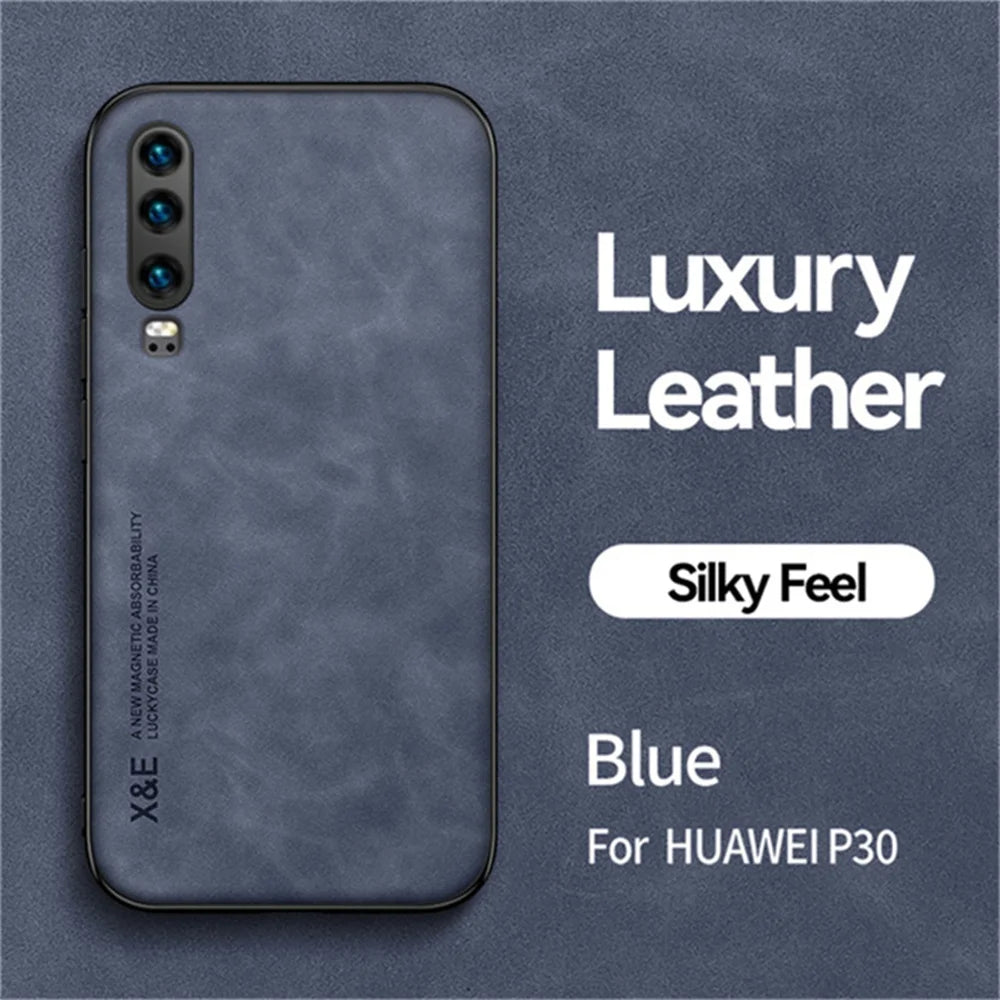 Capa for Huawei P30 Pro Sheepskin Leather Phone Case for Huawei P30 Lite Luxury Shockproof Matte Silicone Back Bumper Cover