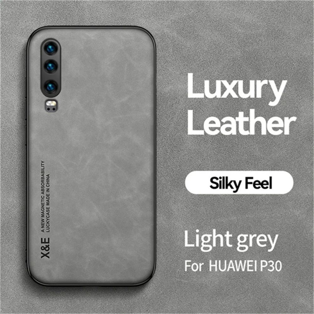 Capa for Huawei P30 Pro Sheepskin Leather Phone Case for Huawei P30 Lite Luxury Shockproof Matte Silicone Back Bumper Cover