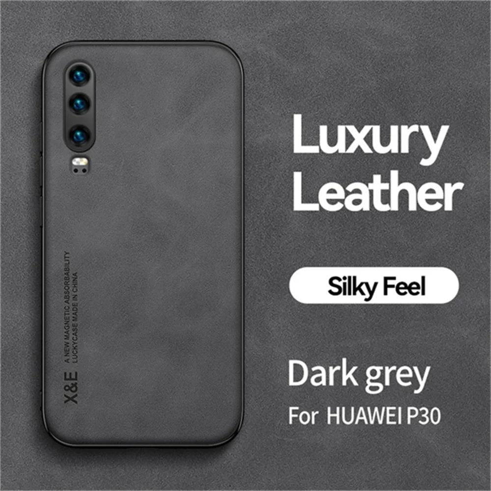 Capa for Huawei P30 Pro Sheepskin Leather Phone Case for Huawei P30 Lite Luxury Shockproof Matte Silicone Back Bumper Cover