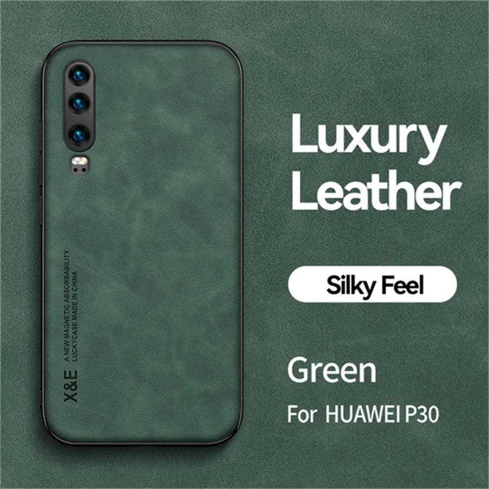 Capa for Huawei P30 Pro Sheepskin Leather Phone Case for Huawei P30 Lite Luxury Shockproof Matte Silicone Back Bumper Cover