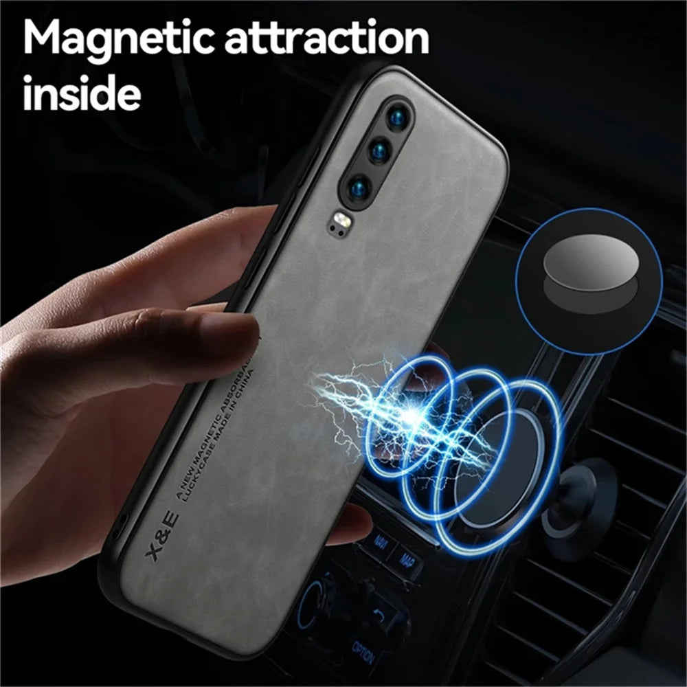 Capa for Huawei P30 Pro Sheepskin Leather Phone Case for Huawei P30 Lite Luxury Shockproof Matte Silicone Back Bumper Cover