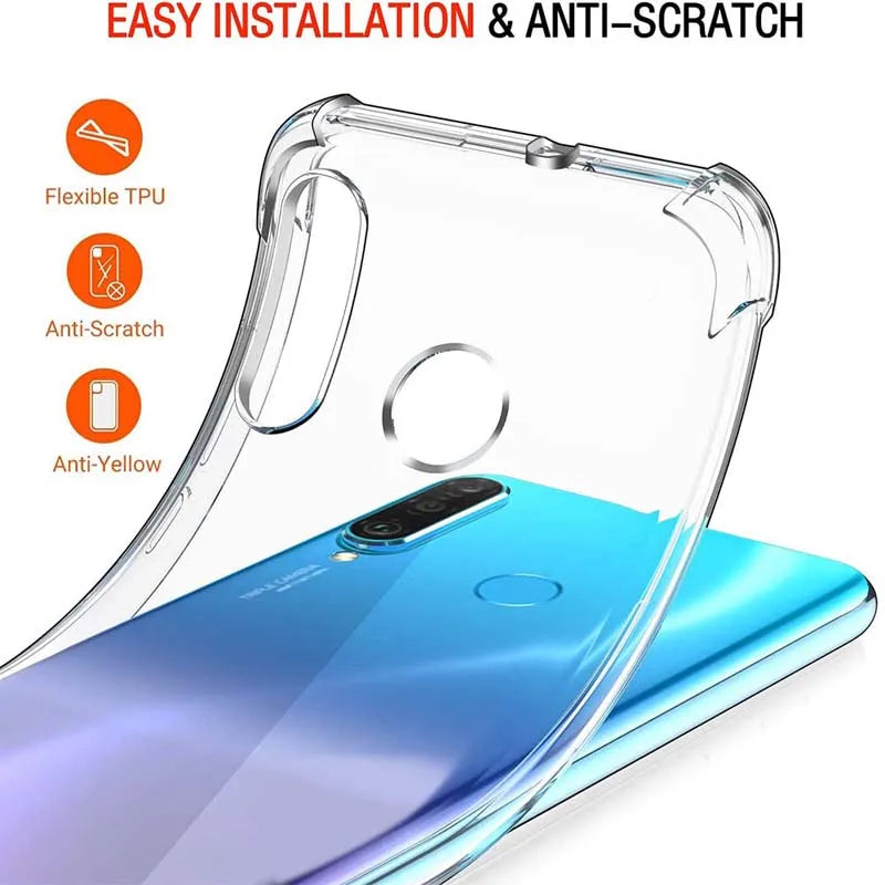 Clear Case For Huawei P30 Lite P20 Plus P30 P40 Lite E P50 P60 Pro Thick Shockproof Silicone Phone Cover Funda