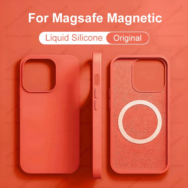 For Magsafe Original Magnetic Cases For iPhone 15 14 13 12 11 Pro Max Plus Wireless Charge Case Liquid Silicone Cover Accessory