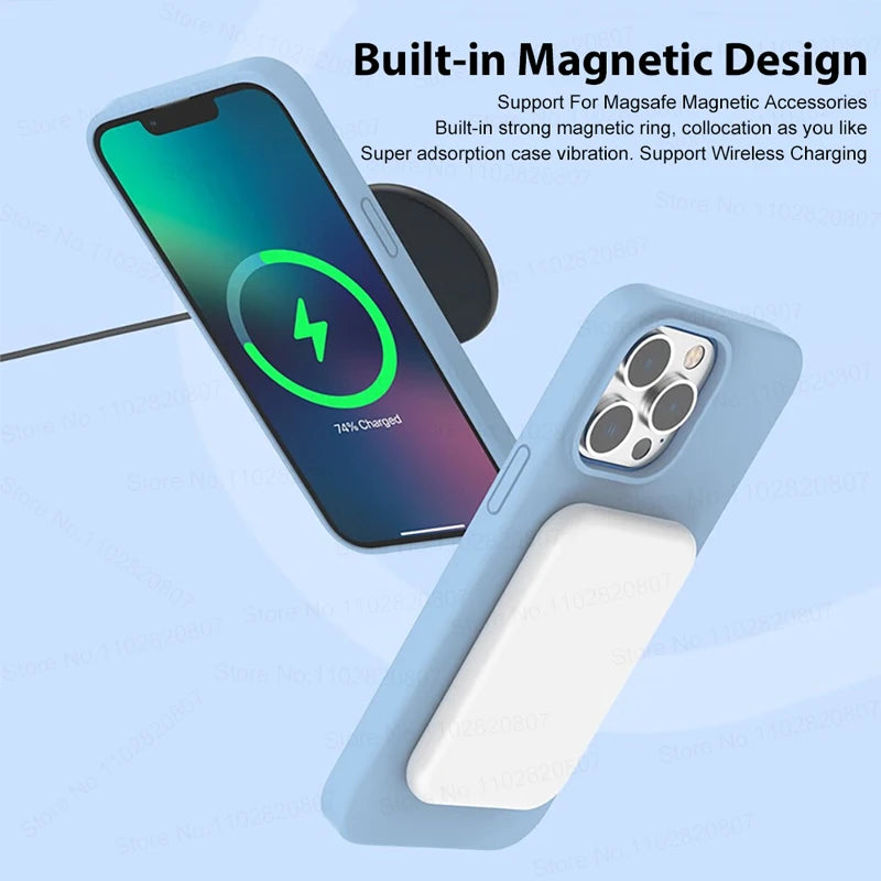 For Magsafe Original Magnetic Cases For iPhone 15 14 13 12 11 Pro Max Plus Wireless Charge Case Liquid Silicone Cover Accessory