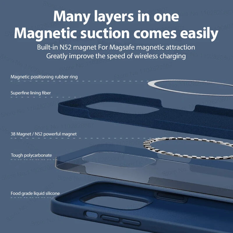 For Magsafe Original Magnetic Cases For iPhone 15 14 13 12 11 Pro Max Plus Wireless Charge Case Liquid Silicone Cover Accessory