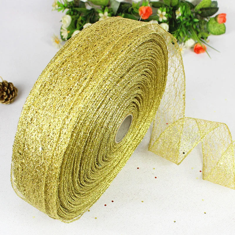 (2 M/roll) 50mm Hollow Out Shiny Ribbon Christmas Gift Packaging Foldable Line Edge Crafts Wedding Christmas Decoration