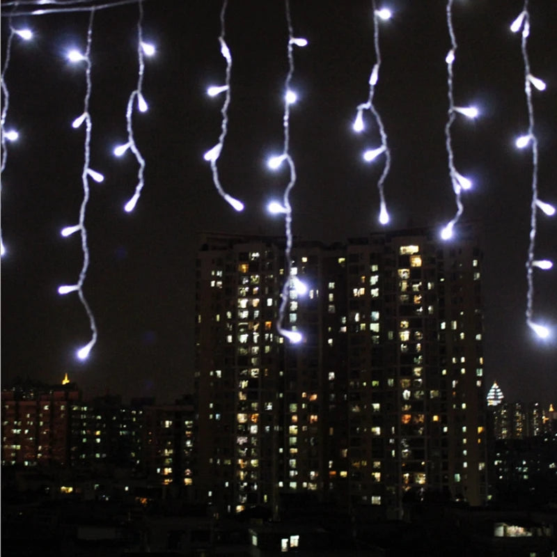 5M Waterproof Outdoor Christmas Light Droop 0.4-0.6m Led Curtain Icicle String Lights Garden Mall Eaves Decorative Lights