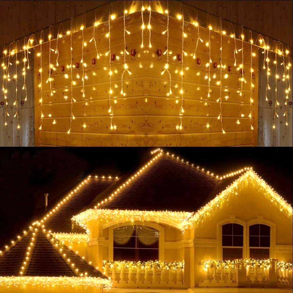 5M Waterproof Outdoor Christmas Light Droop 0.4-0.6m Led Curtain Icicle String Lights Garden Mall Eaves Decorative Lights