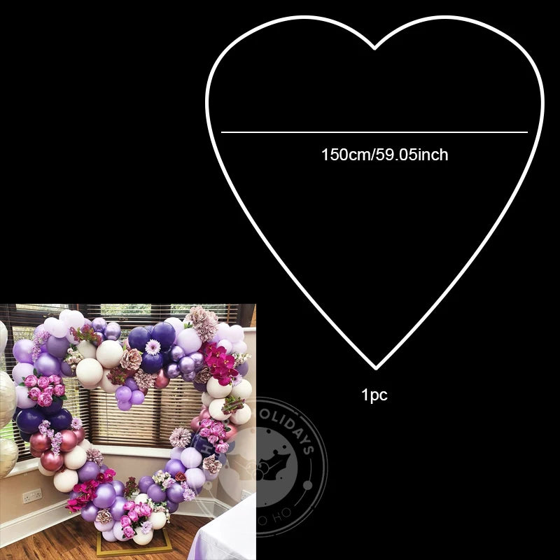 Heart Shaped Round Balloon Arch Support Wreath Wedding Birthday Party Decoration Baby Shower Background New Year Christmas Decor