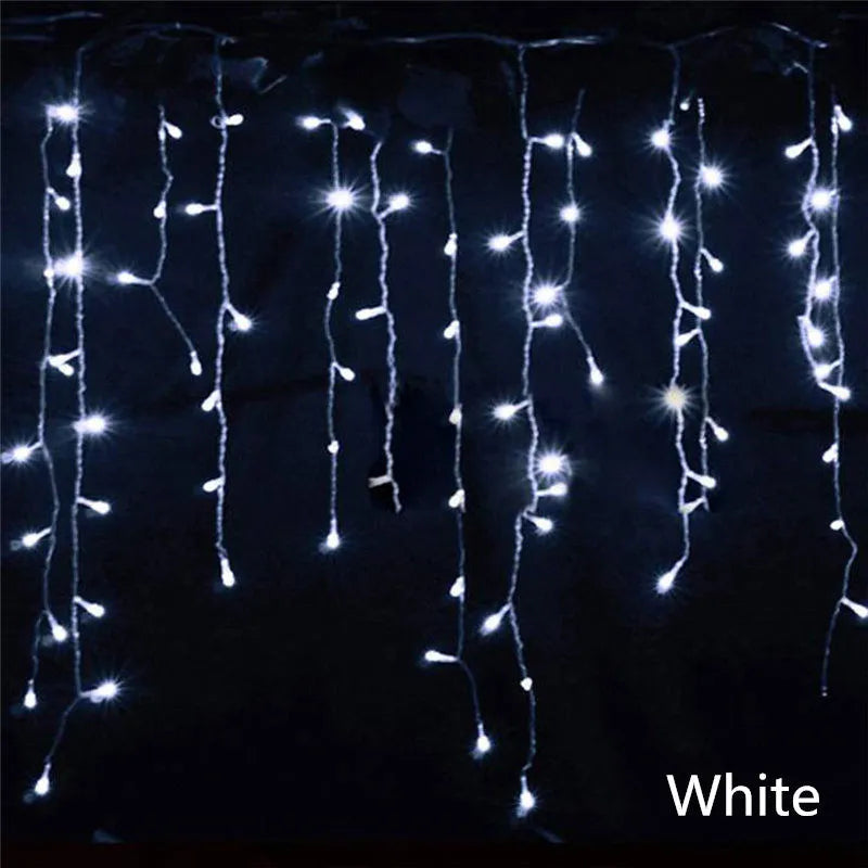 5M 16.4ft Droop 0.4m 0.5m 0.6m LED String Lights Curtain Icicle Garland for Christmas Holiday Wedding Party Outdoor Decoration