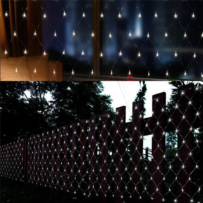 1.5MX1.5M 96 LED Home Outdoor Holiday Christmas Xmas Decorative Wedding Net Mesh String Fairy Curtain Garlands Strip Party Light