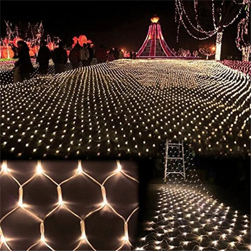 3Mx2M 200 Leds EU220V LED Fishing Net Mesh Fairy String Net Lights Ceiling for Christmas Party Wedding Outdoor Decoration