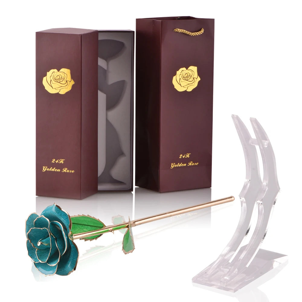 Gifts for Women 24k Gold Dipped Rose with Stand Eternal Flowers Forever Love In Box Girlfriend Wedding Valentine Gift for Her