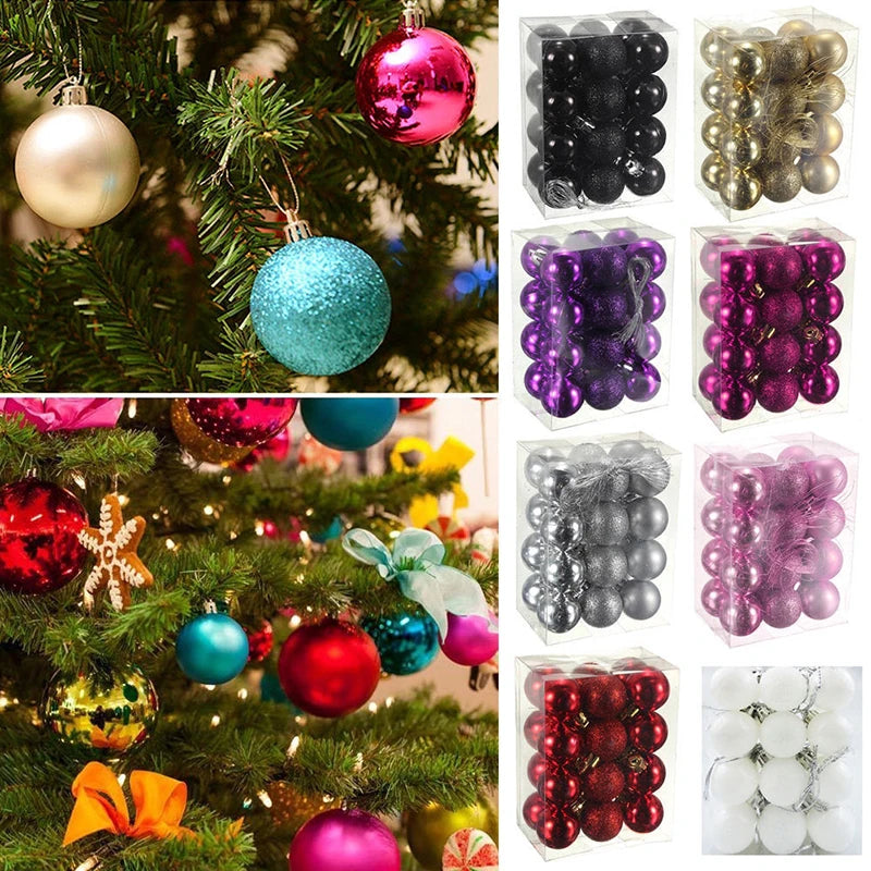 24pcs 3cm Christmas Ball Christmas Tree Balls Xmas Decor Holiday Party Decoration Gold Pink Champagne Red New Year Gift