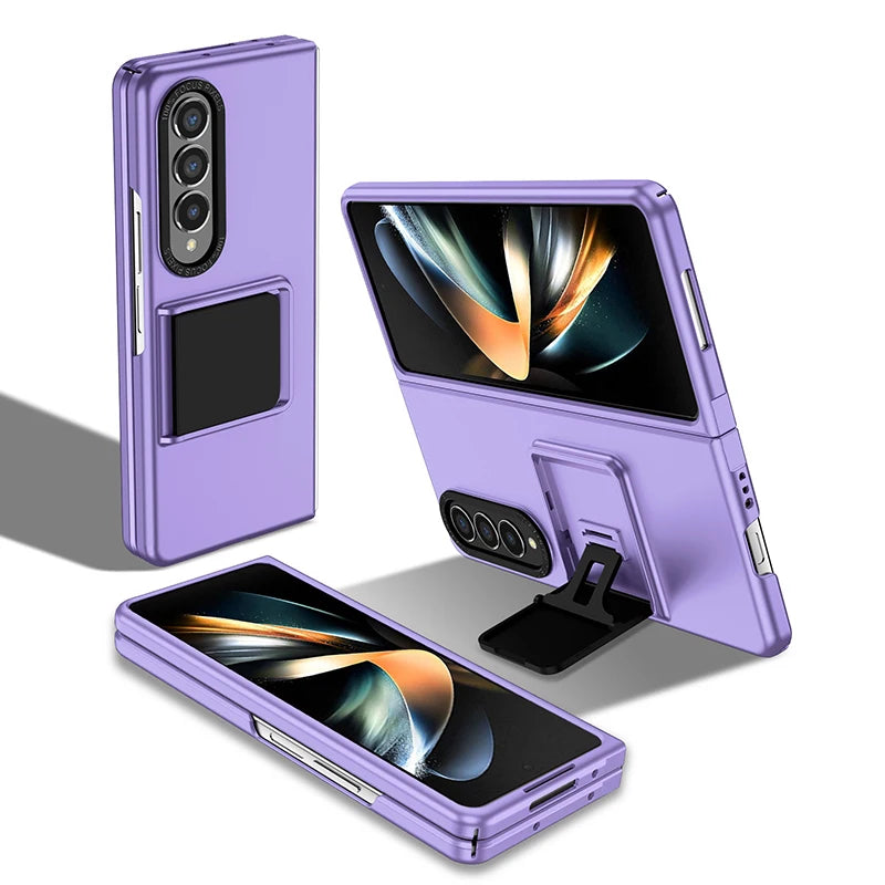 Hidden Kickstand Hybrid Stand Bracket Phone Case for Samsung Galaxy Z Fold 4 3 5G ZFold Fold4 Fold3 Camera Protector Hard Cover