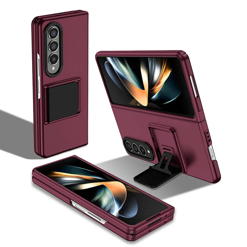 Hidden Kickstand Hybrid Stand Bracket Phone Case for Samsung Galaxy Z Fold 4 3 5G ZFold Fold4 Fold3 Camera Protector Hard Cover