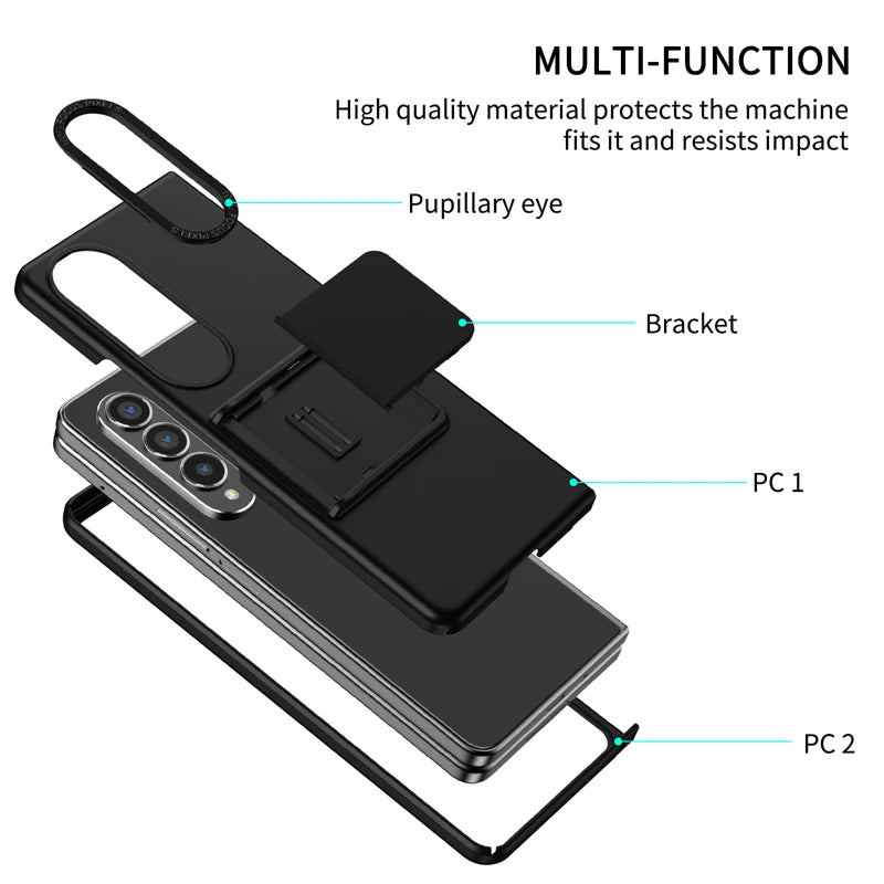 Hidden Kickstand Hybrid Stand Bracket Phone Case for Samsung Galaxy Z Fold 4 3 5G ZFold Fold4 Fold3 Camera Protector Hard Cover