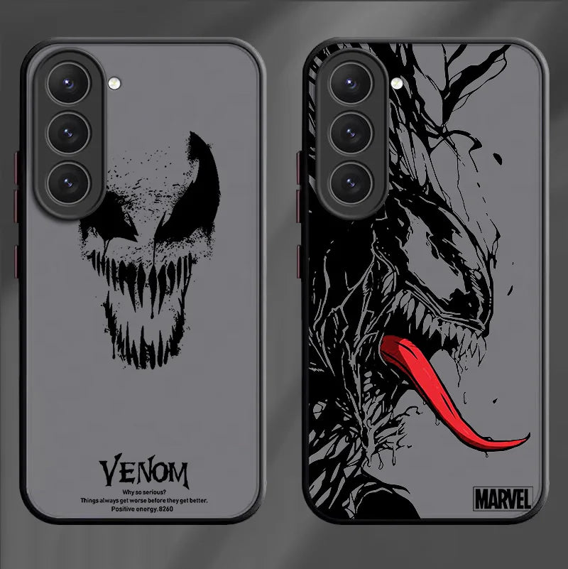 Marvel Spiderman Venom For Samsung S23 S22 S21 S20 S10 S9 Note 20 10 Ultra Plus FE Lite Frosted Translucent Phone Case