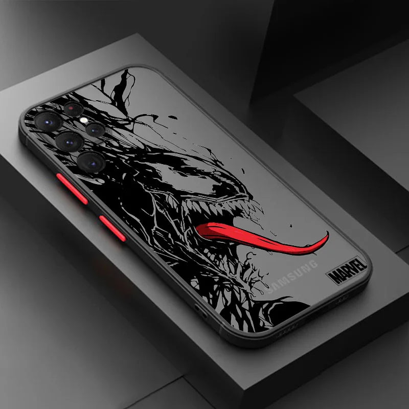 Marvel Spiderman Venom For Samsung S23 S22 S21 S20 S10 S9 Note 20 10 Ultra Plus FE Lite Frosted Translucent Phone Case