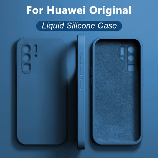 Original Liquid Silicone Phone Cases For Huawei P30 P50 P40 P20 Mate 30 20 Pro Lite Honor 50 60 20 Nova 9 Pro Cover Accessories