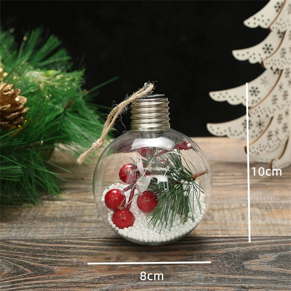 Transparent Ball Light Plastic Hanging Bulb Christmas Trees Bauble Ornament Wedding Gift Present Party Home Decoration