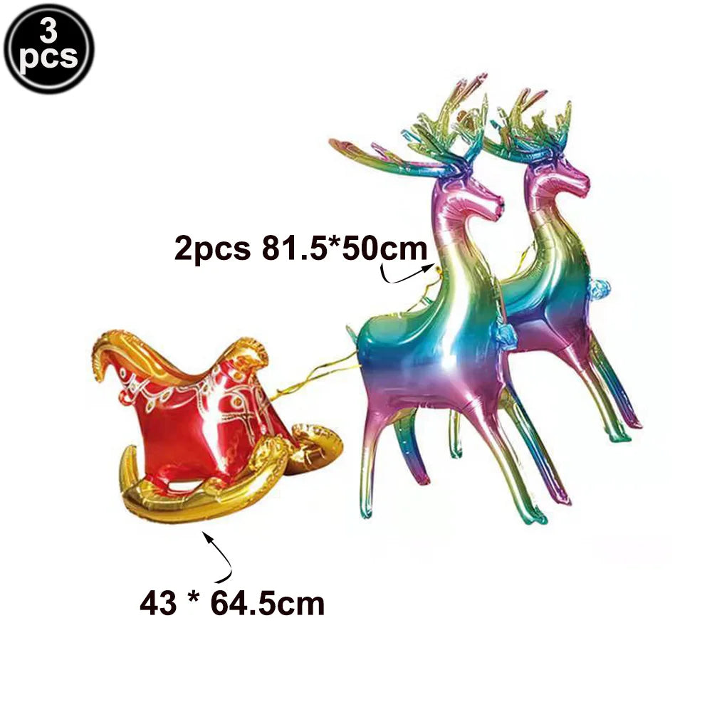 Christmas Colorful Transparent Deer Balloon Elk Inflatable  Standing Walking Reindeer Foil Balloons Xmas New Year Party Decorati