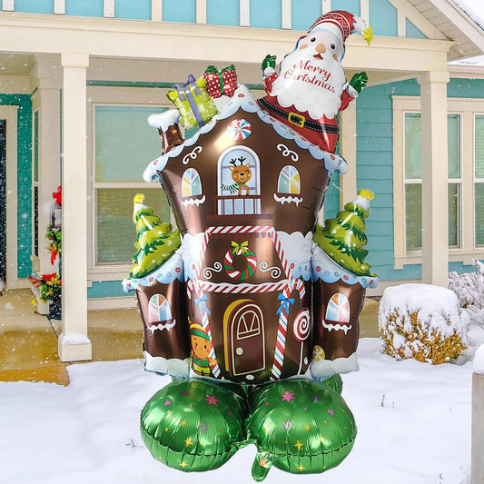 Giant Christmas Balloons Santa Claus House Balloons Inflatables Standing Christmas Trees Xmas Holiday Party Christmas Decoration