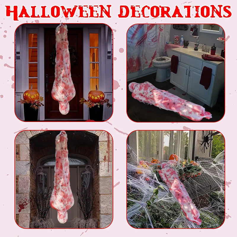 Halloween Decorations Scary Fake Corpse in Bag Halloween Creepy Hanging Decorations Outdoor Indoor Haunted House Decoration Prop