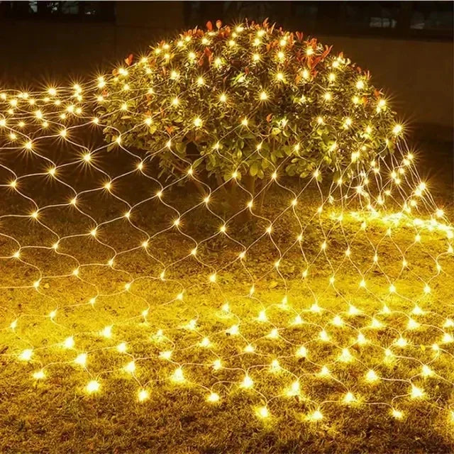 Net LED String Lights 8Modes 220V 1.5x1.5m 3X2M 2X2M Festival Christmas Decoration New Year Wedding Party Outdoor Waterproof