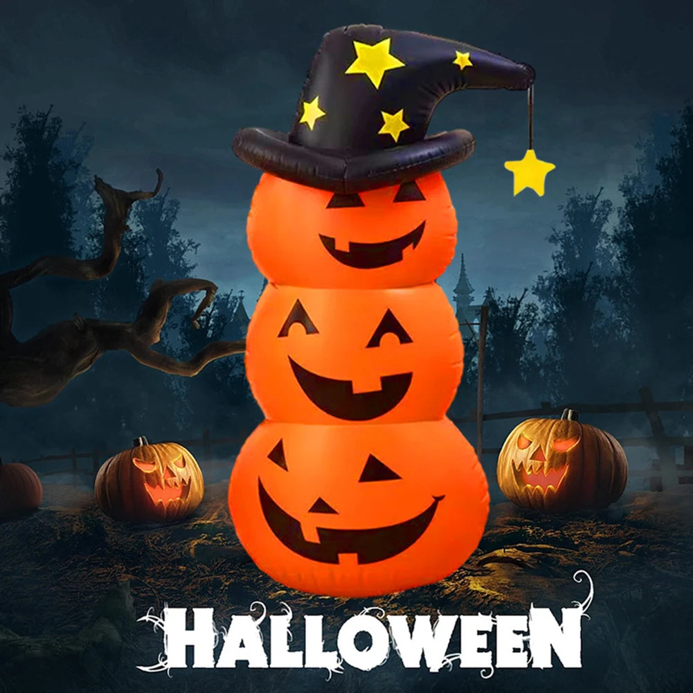 Halloween Standing Inflatable Pumpkin Windproof Ghost Pumpkin Model Halloween Decoration for Festival Theme Outdoor Party