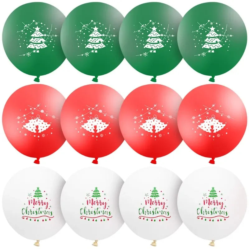 12/120pcs Christmas Latex Balloons Round Green Red Xmas Tree Inflatable Balloon for New Year Party Home Decor Supplies Wholesale