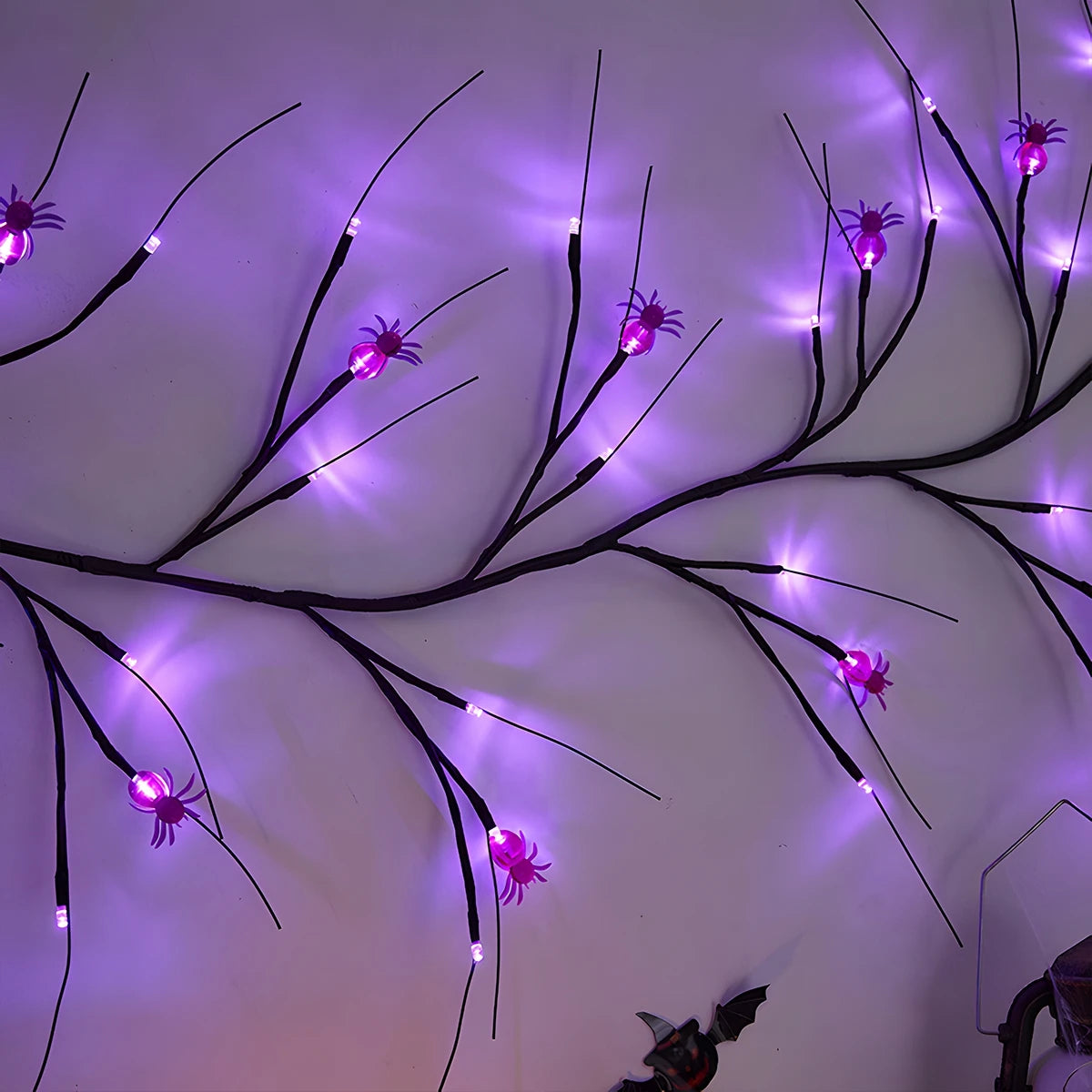 Halloween Purple Spider Vine Waterproof Timing String Light Happy Halloween Party Decoration 2024 For Home Trick Or Treat Favors