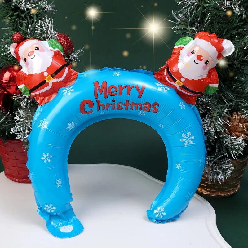 50/10PCS Christmas Balloon Inflatable Handheld Strike Stick Aluminum Film Headband Balloon Xmas Party New Year Decor Kids Toy