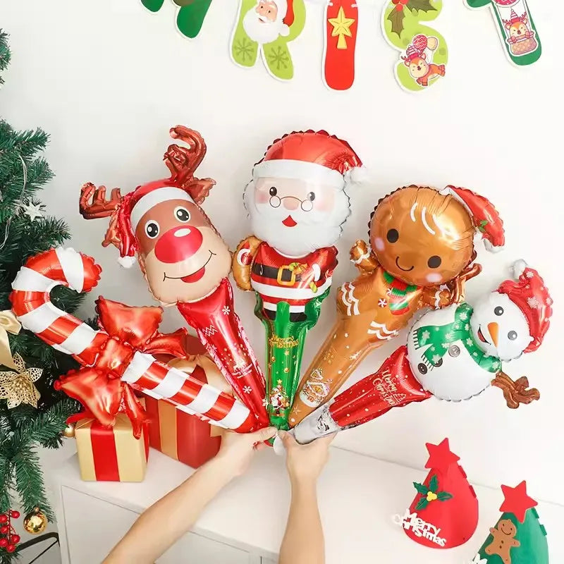 10pcs Inflatable Christmas Candy Cane Stick Balloons Merry Christmas Decor For Home 2024 Xmas Navidad Natal Gifts New Year 2025