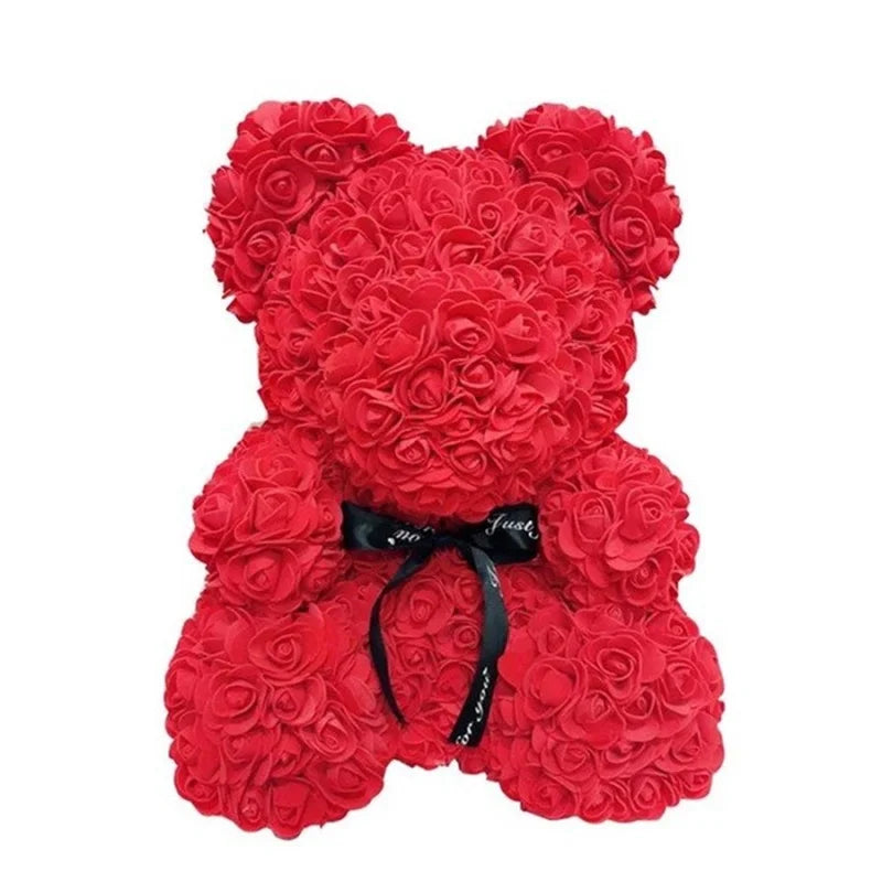 Dropshipping 40cm Teddy Bear of Rose Artificial Flowers PE Rose Bear for Women Valentines Wedding Christmas Gift Box Home Decor