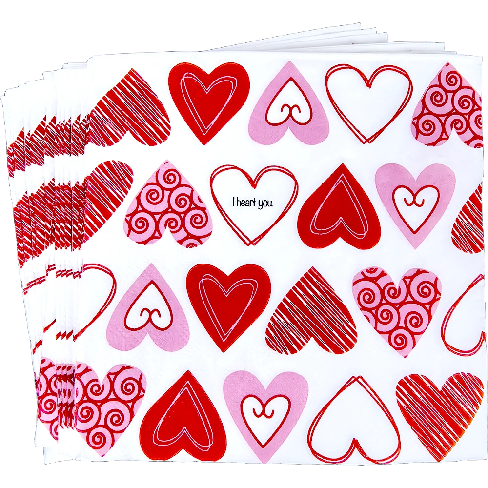 20/40/60pcs Valentines Napkins Valentine Day Napkins Heart Napkins Valentine Paper Napkins for Wedding Birthday Party Supplies